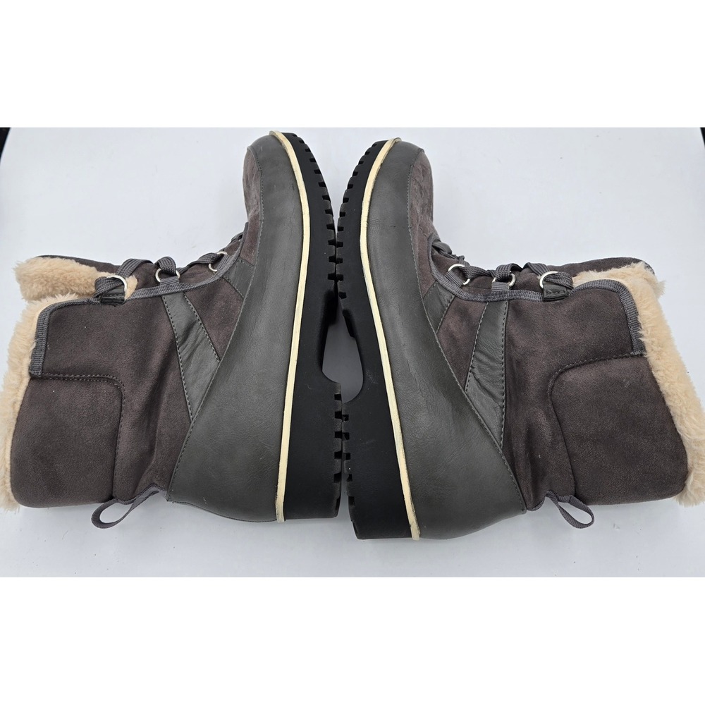 Arctic Plunge Womens Winter Snow Boots Lace Up Faux Fur Trim Gray Size 8.5 - Picture 5 of 8
